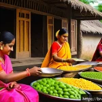 Home 22 농촌관광기획사 직무별 핵심 역량 - A vibrant rural cultural festival scene in a Bengali village, showcasing local people dressed in tra...
