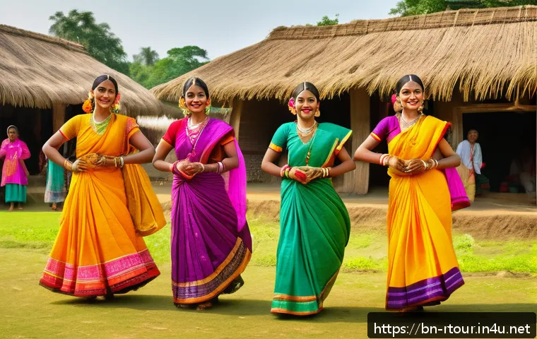 농촌관광기획사 업무 사례 공유와 분석 - A vibrant rural festival scene in a Bengali village showcasing traditional dance and music performan...