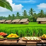 Home 19 농촌관광기획사 자격증 시험 필기과목 - A vibrant rural farm scene in Bengal during daytime, showcasing a diverse group of tourists includin...