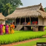 Home 23 농촌관광기획사 업무 책임 - A vibrant rural village scene in Bengal during a cultural festival, featuring local Bengali men and ...